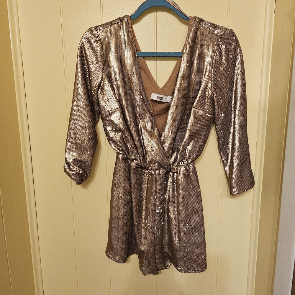 COPY - Gold sequin short romper